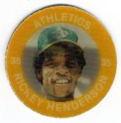 1984 7-Eleven Super Star Sports Coins: West Region #XXI K Rickey Henderson Front