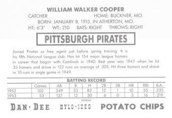 1954 Dan-Dee Potato Chips (Reprint) #NNO Walker Cooper Back