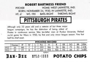 1954 Dan-Dee Potato Chips (Reprint) #NNO Bob Friend Back