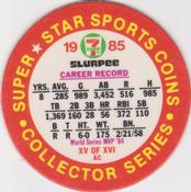 1985 7-Eleven Super Star Sports Coins: Great Lakes Region #XV AC Alan Trammell Back