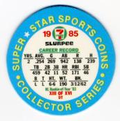 1985 7-Eleven Super Star Sports Coins: Southeast Region #XIII DT Darryl Strawberry Back