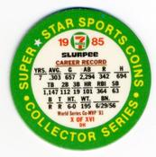 1985 7-Eleven Super Star Sports Coins: West Region #X DH Pedro Guerrero Back