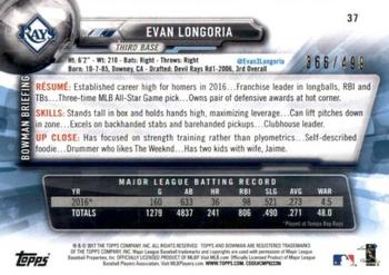 2017 Bowman - Silver #37 Evan Longoria Back