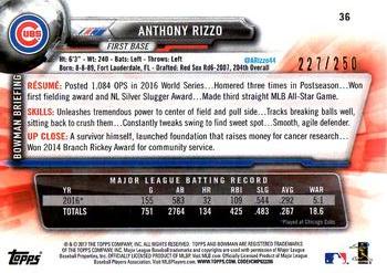 2017 Bowman - Purple #36 Anthony Rizzo Back