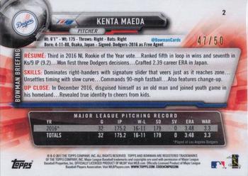 2017 Bowman - Gold #2 Kenta Maeda Back