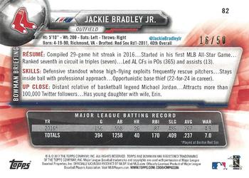 2017 Bowman - Gold #82 Jackie Bradley Jr. Back