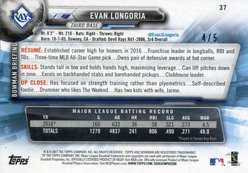2017 Bowman - Red #37 Evan Longoria Back