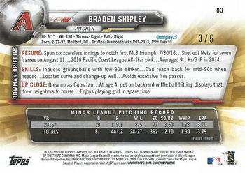 2017 Bowman - Red #83 Braden Shipley Back