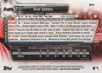 2017 Bowman - Prospects #BP5 Mike Soroka Back