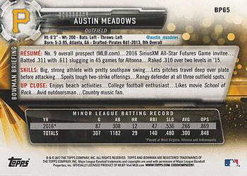 2017 Bowman - Prospects #BP65 Austin Meadows Back