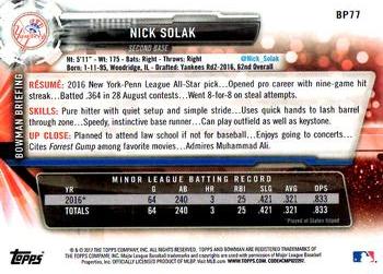 2017 Bowman - Prospects #BP77 Nick Solak Back