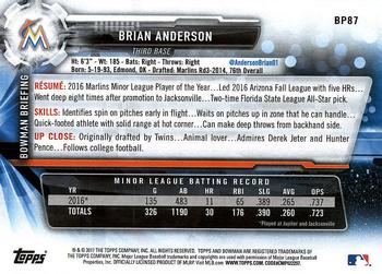 2017 Bowman - Prospects #BP87 Brian Anderson Back