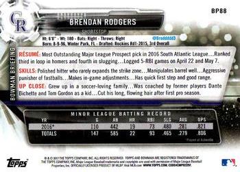 2017 Bowman - Prospects #BP88 Brendan Rodgers Back