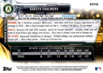 2017 Bowman - Chrome Prospects #BCP46 Dakota Chalmers Back