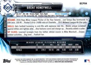 2017 Bowman - Chrome Prospects #BCP84 Brent Honeywell Back