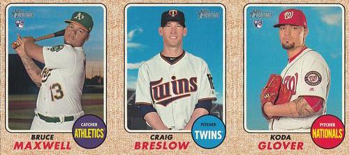 2017 Topps Heritage - 1968 Advertising Panels #NNO Bruce Maxwell / Craig Breslow / Koda Glover Front
