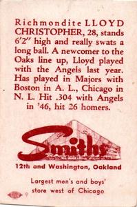 1948 Smith's Oakland Oaks #5 Loyd Christopher Back