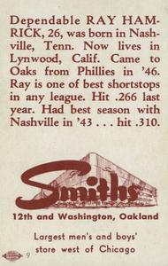 1948 Smith's Oakland Oaks #7 Ray Hamrick Back