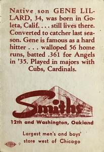 1948 Smith's Oakland Oaks #8 Gene Lillard Back