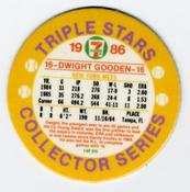 1986 7-Eleven Triple Stars Coins: Southeast Region #I Dwight Gooden Back