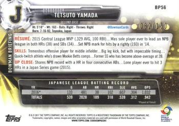 2017 Bowman - Prospects Blue #BP56 Tetsuto Yamada Back