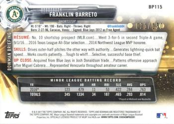 2017 Bowman - Prospects Blue #BP115 Franklin Barreto Back