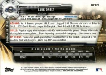 2017 Bowman - Prospects Blue #BP128 Luis Ortiz Back