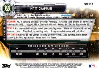 2017 Bowman - Chrome Prospects Purple #BCP110 Matt Chapman Back
