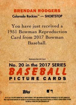2017 Bowman - 1951 Bowman Chrome #20 Brendan Rodgers Back