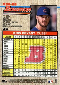 2017 Bowman - 1992 Bowman Chrome #92B-KB Kris Bryant Back