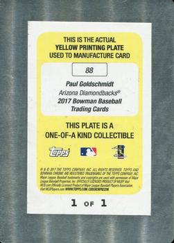 2017 Bowman - Printing Plate Yellow #88 Paul Goldschmidt Back