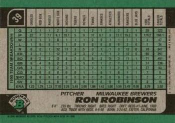 1991 Bowman #39 Ron Robinson Back