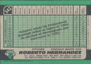 1991 Bowman #343 Roberto Hernandez Back