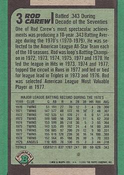 1991 Bowman #3 Rod Carew Back