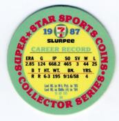 1987 7-Eleven Super Star Sports Coins: West Region #VI AH Orel Hershiser Back