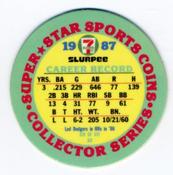 1987 7-Eleven Super Star Sports Coins: West Region #XIV AH Franklin Stubbs Back