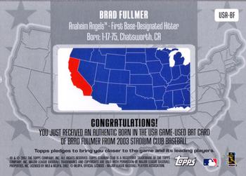 2003 Stadium Club - Born in the USA Relics #USA-BF Brad Fullmer Back