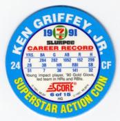 1991 Score 7-Eleven Superstar Action Coins: Northern California Region #6 HG Ken Griffey, Jr. Back
