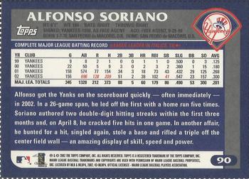 2003 Topps - Box Bottoms #90 Alfonso Soriano Back