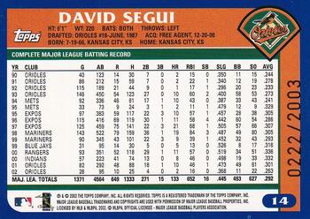 2003 Topps - Gold #14 David Segui Back