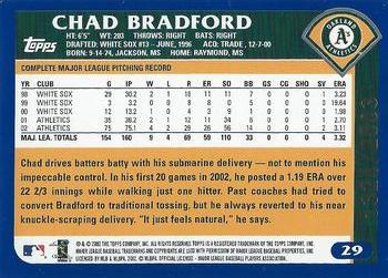 2003 Topps - Gold #29 Chad Bradford Back