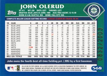2003 Topps - Gold #568 John Olerud Back