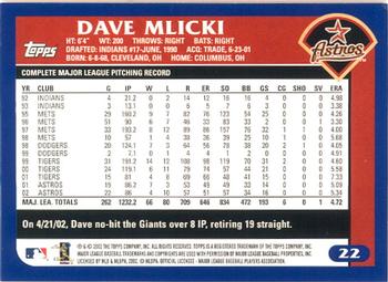 2003 Topps - Home Team Advantage #22 Dave Mlicki Back