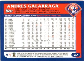 2003 Topps - Home Team Advantage #27 Andres Galarraga Back
