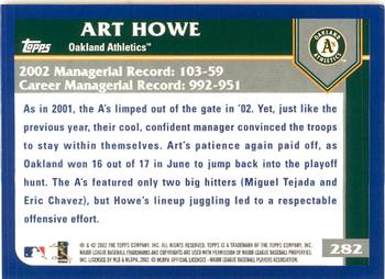 2003 Topps - Home Team Advantage #282 Art Howe Back
