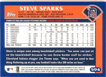 2003 Topps - Home Team Advantage #594 Steve Sparks Back