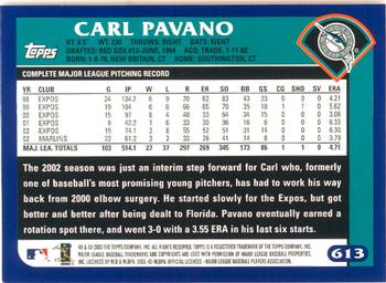 2003 Topps - Home Team Advantage #613 Carl Pavano Back