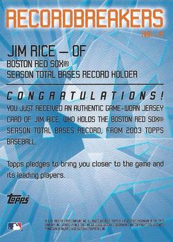 2003 Topps - Record Breakers Relics #RBR-JR Jim Rice Back