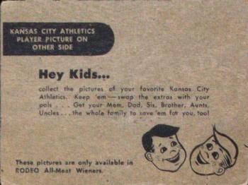 1956 Rodeo Meats Kansas City Athletics #NNO Jim Finigan Back