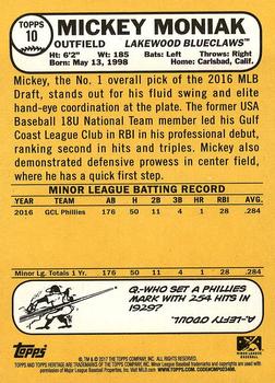 2017 Topps Heritage Minor League #10 Mickey Moniak Back